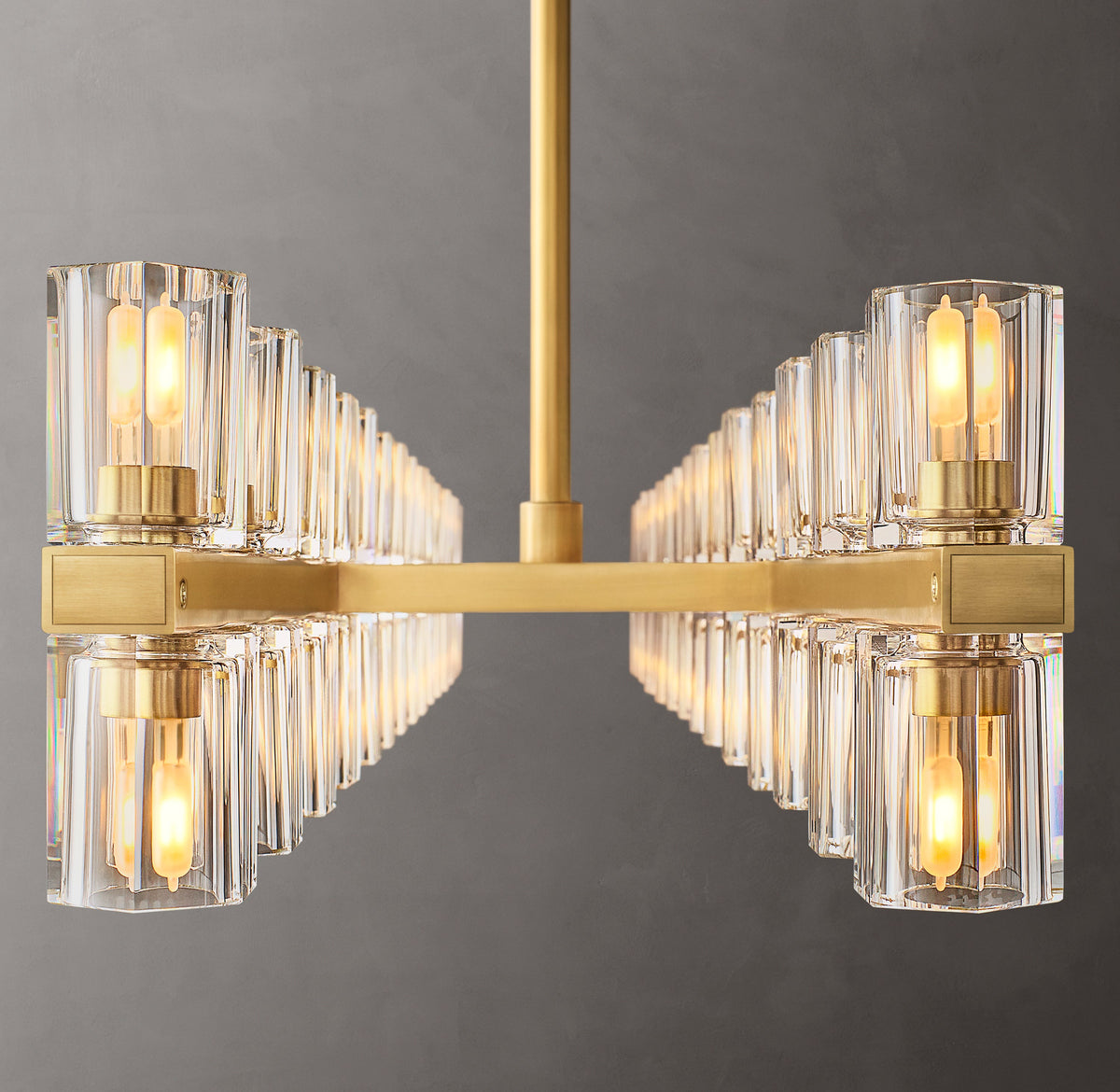 Artisan Arcachon LED Rectangular Chandelier – 54" Lacquered Burnished Brass — view 3
