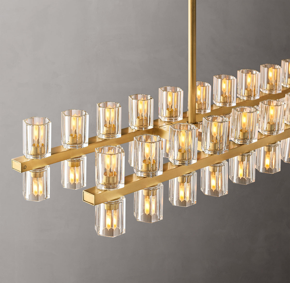Artisan Arcachon LED Rectangular Chandelier – 54" Lacquered Burnished Brass — view 4