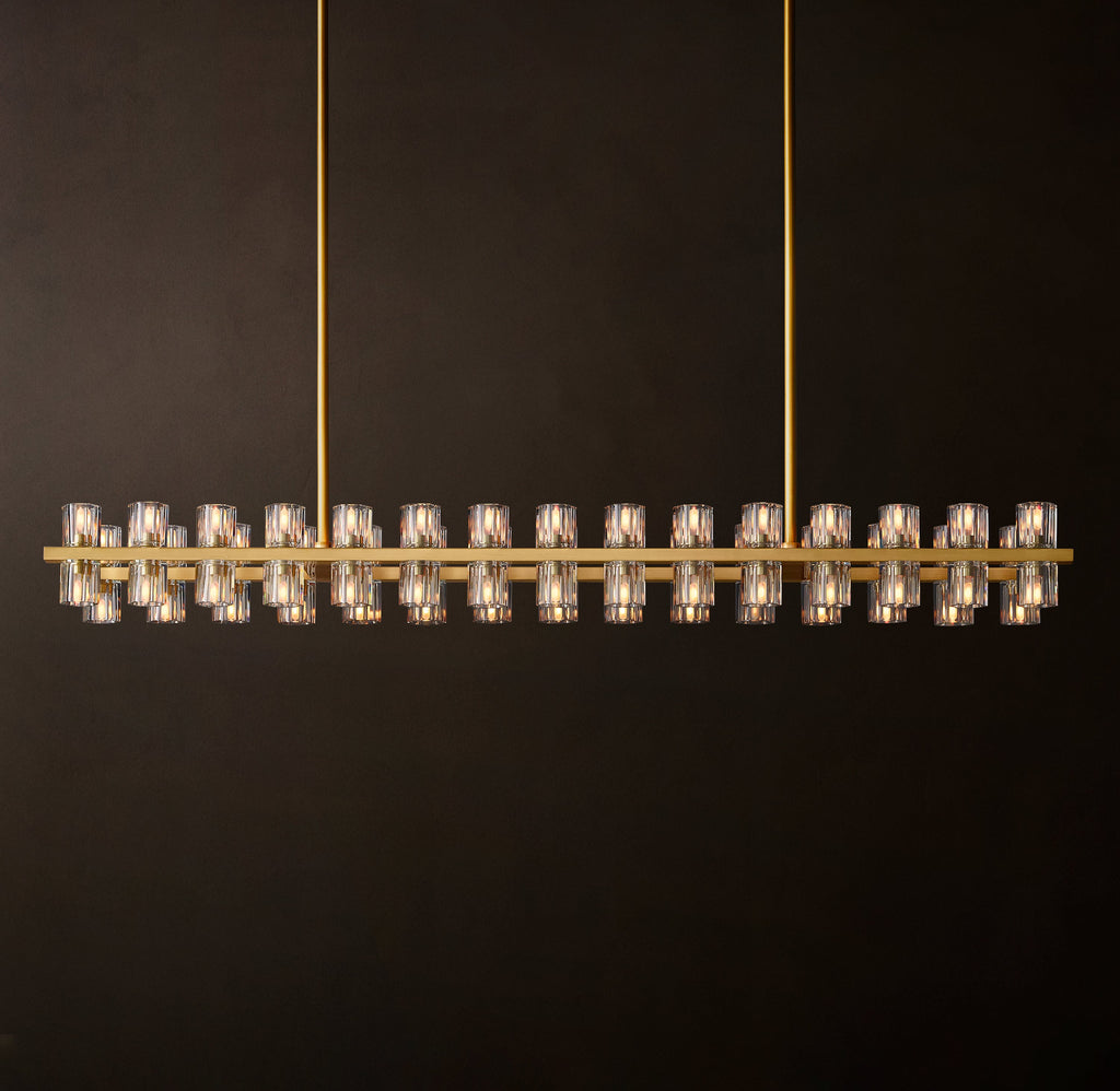 Artisan Arcachon LED Rectangular Chandelier – 54" Lacquered Burnished Brass — view 6