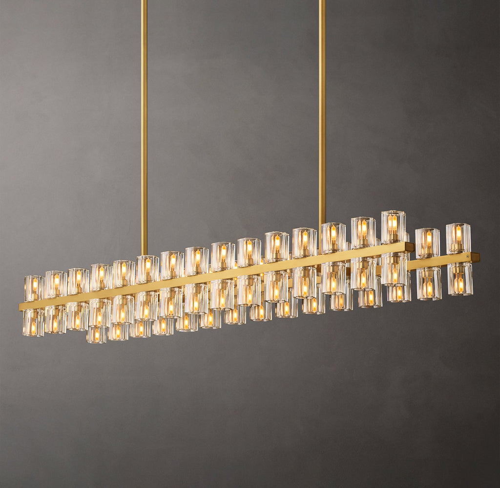Artisan Arcachon LED Rectangular Chandelier – 54" Lacquered Burnished Brass — view 7