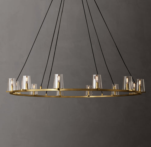 Artisan Pauillac Round Chandelier – 60" Lacquered Burnished Brass — view 1