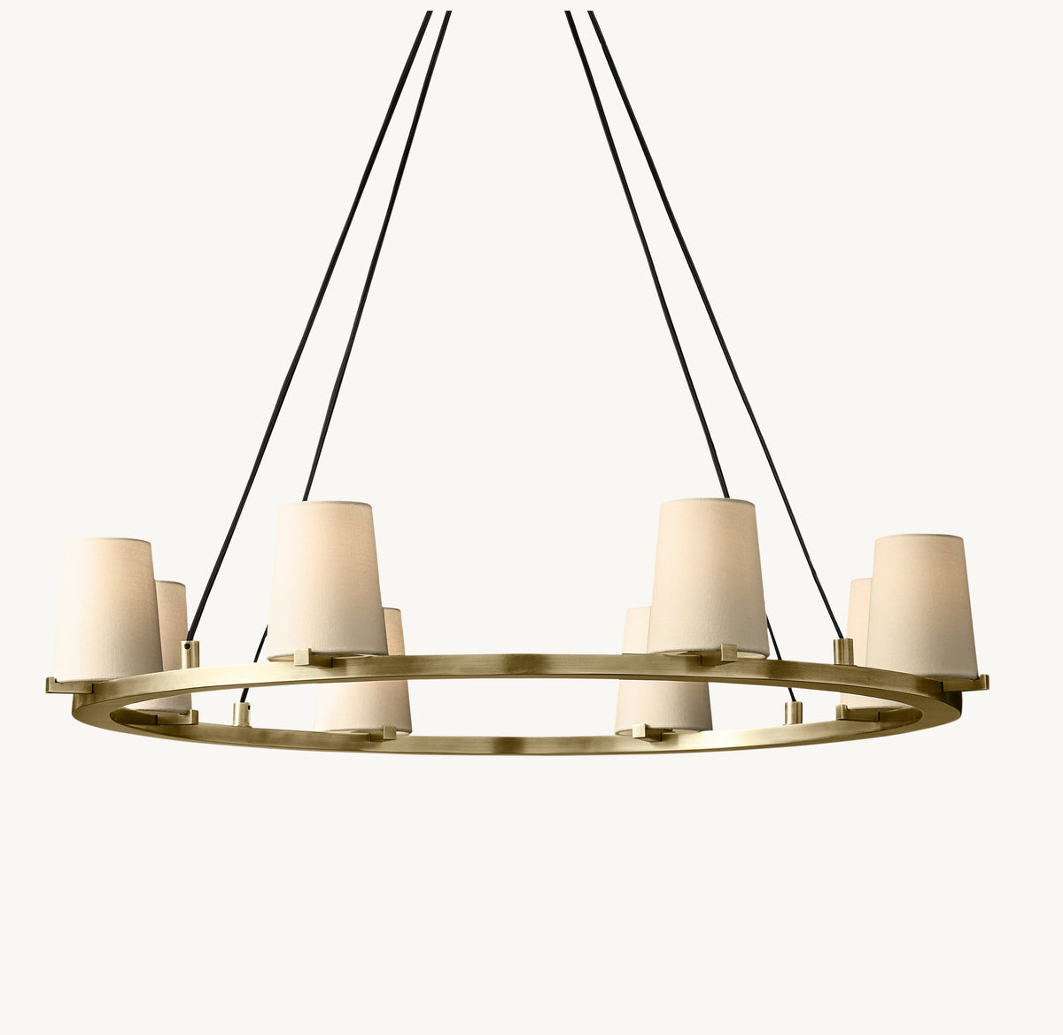 Artisan Pauillac Fabric Shade Round Chandelier – 36" Lacquered Burnished Brass — view 2
