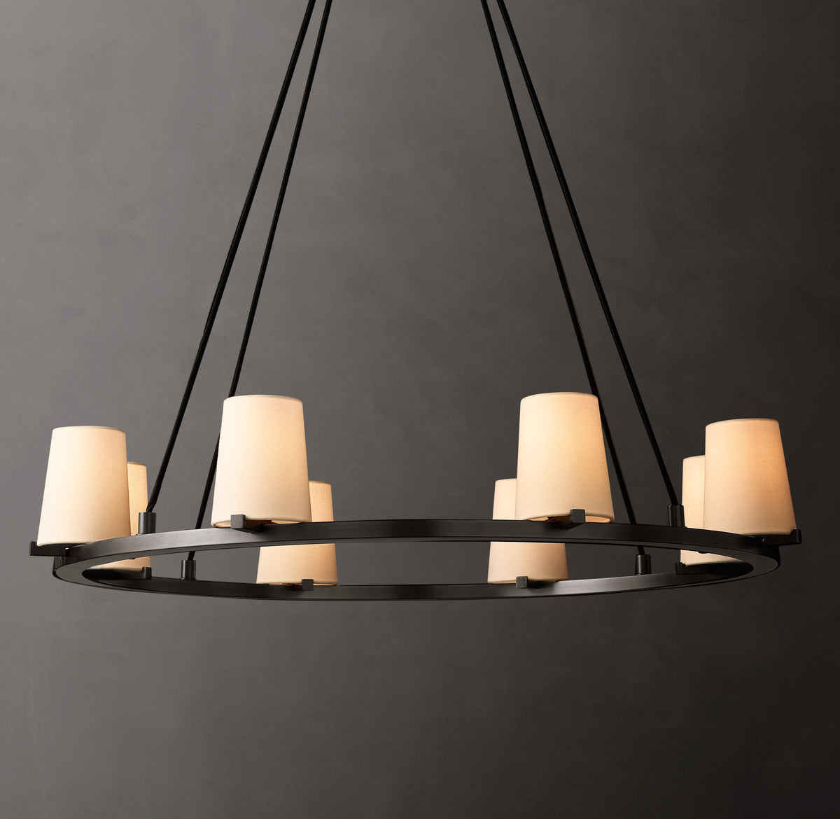 Artisan Pauillac Fabric Shade Round Chandelier – 36" Bronze — view 1
