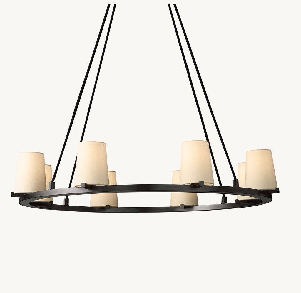Artisan Pauillac Fabric Shade Round Chandelier – 36" Bronze — view 2