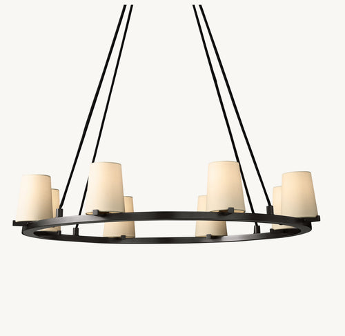 Artisan Pauillac Fabric Shade Round Chandelier – 36" Bronze — view 2