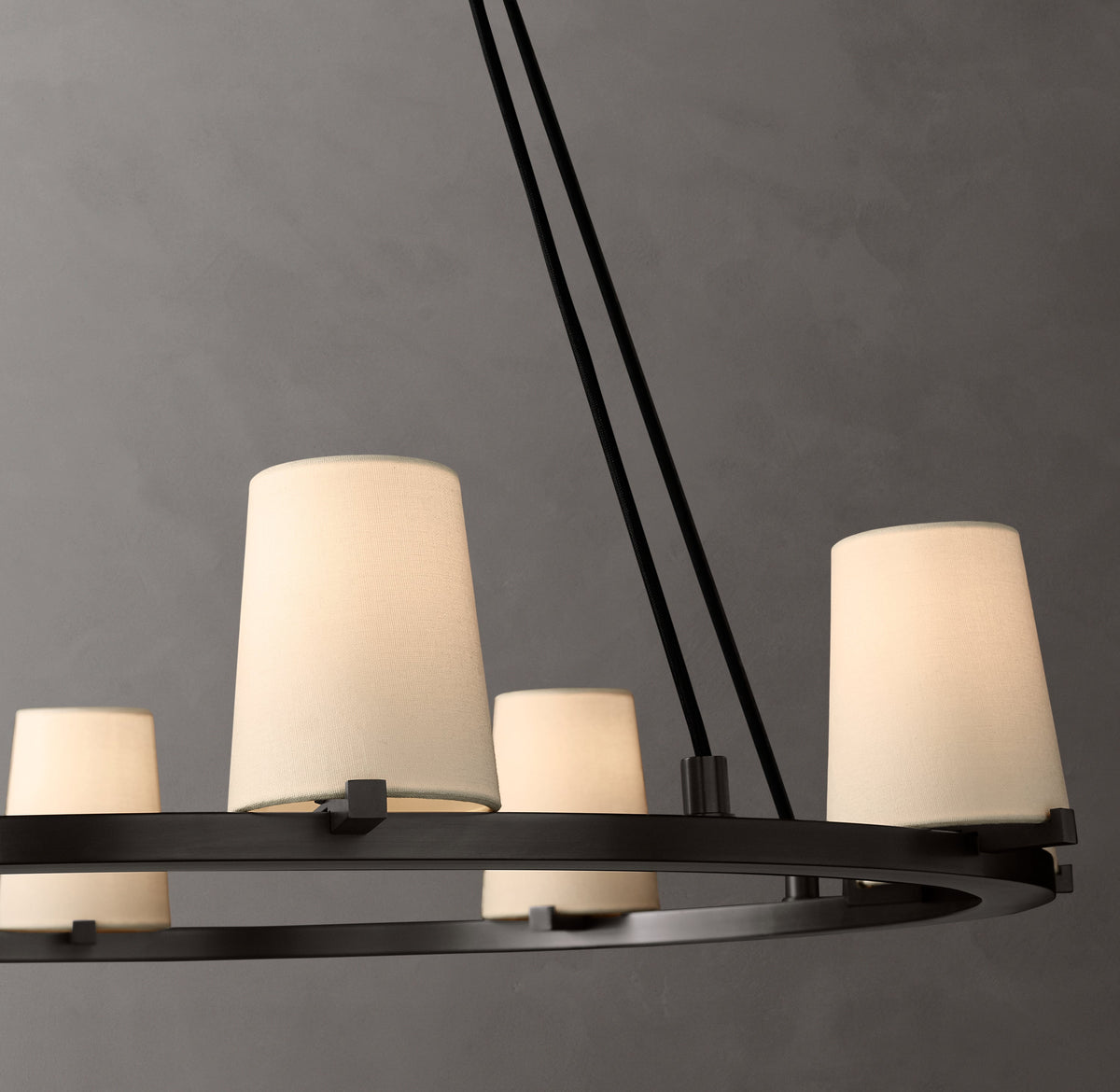 Artisan Pauillac Fabric Shade Round Chandelier – 36" Bronze — view 3