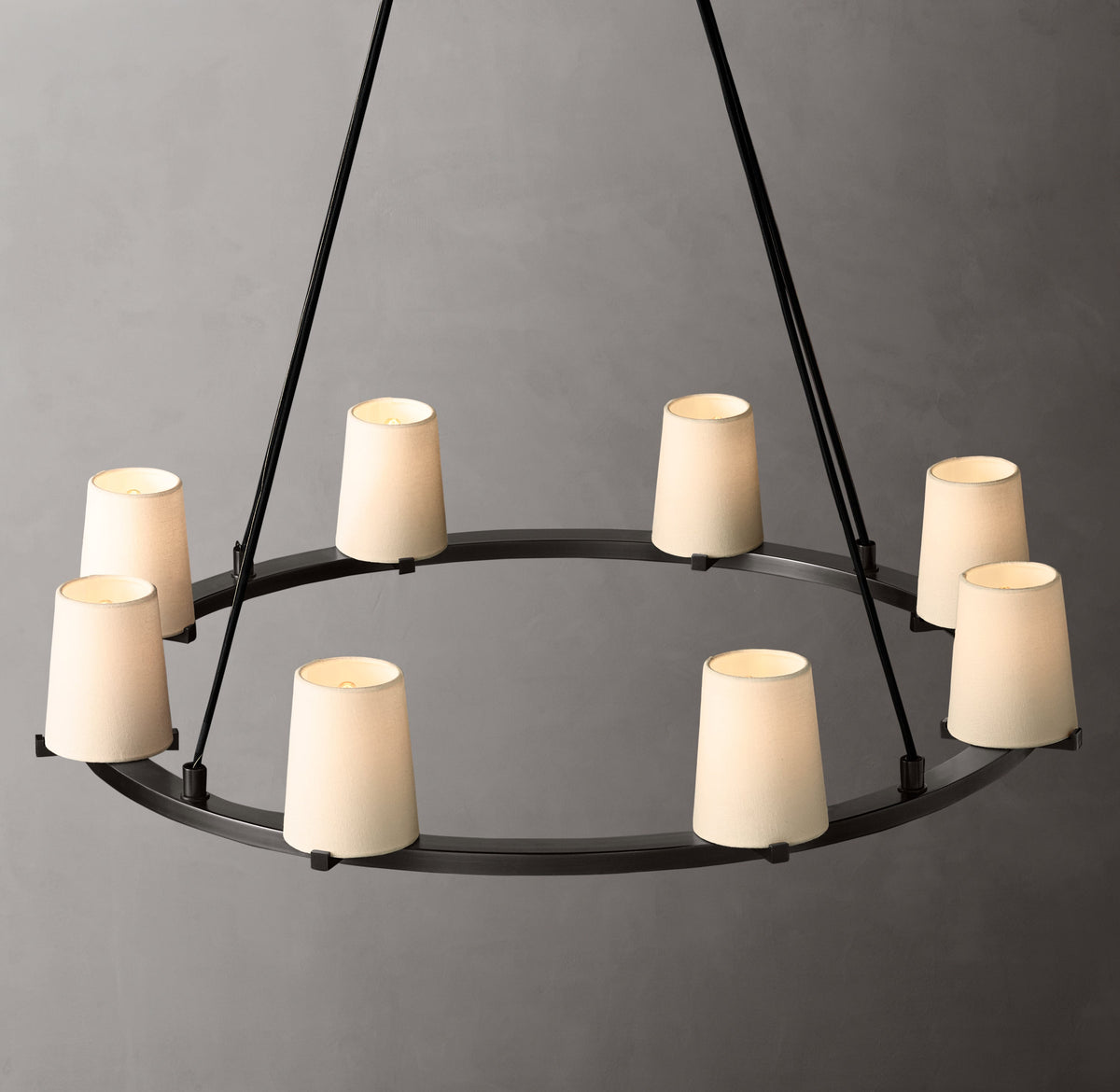 Artisan Pauillac Fabric Shade Round Chandelier – 36" Bronze — view 4