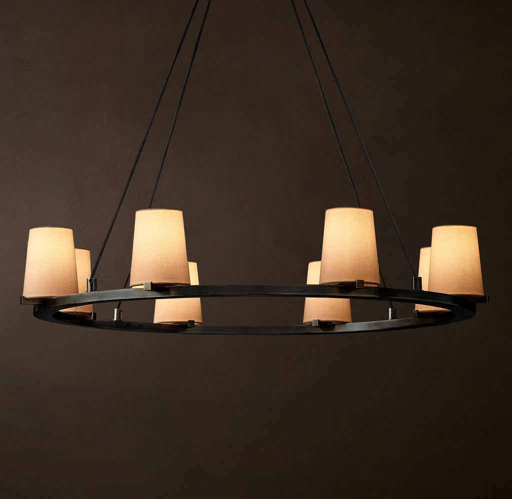 Artisan Pauillac Fabric Shade Round Chandelier – 36" Bronze — view 5