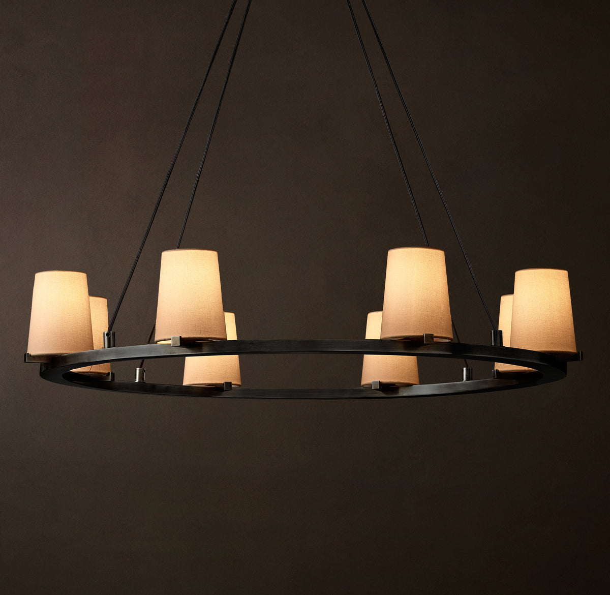 Artisan Pauillac Fabric Shade Round Chandelier – 36" Bronze — view 5