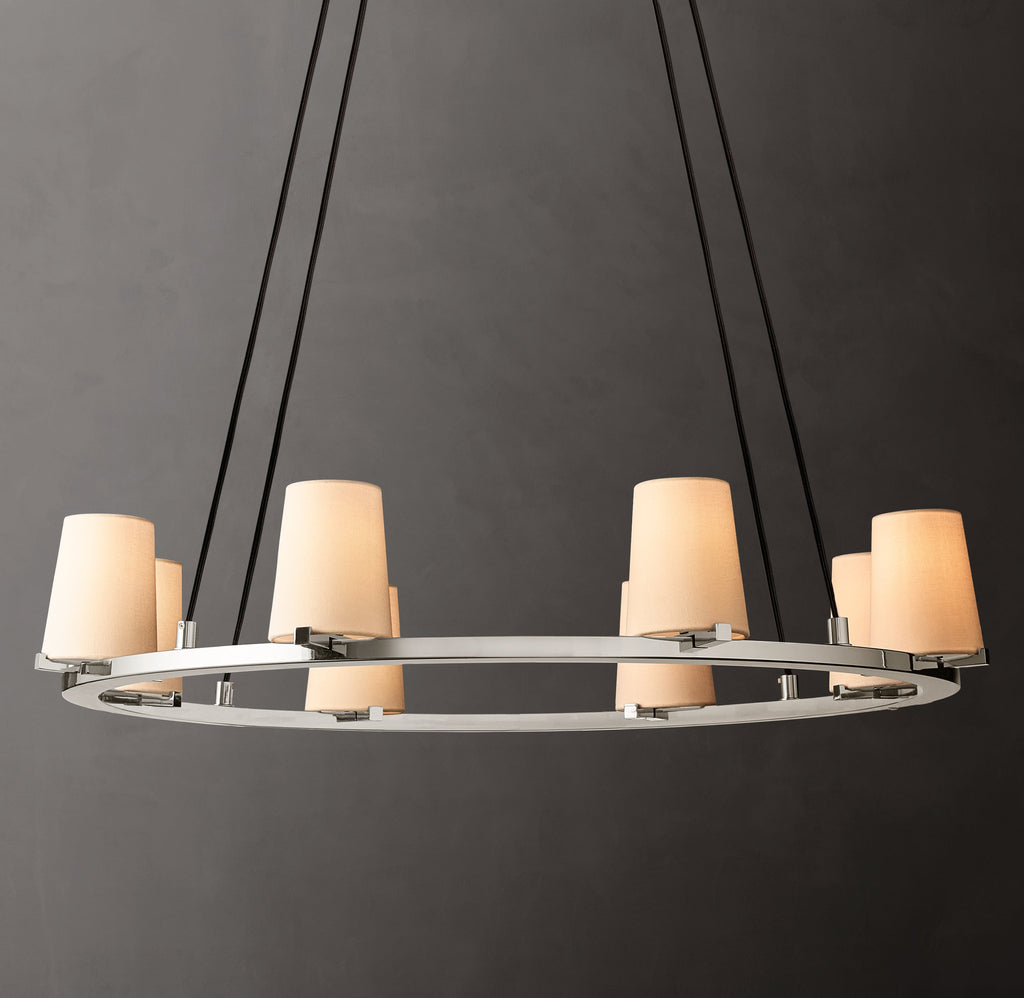 Artisan Pauillac Fabric Shade Round Chandelier – 36" Polished Nickel — view 1