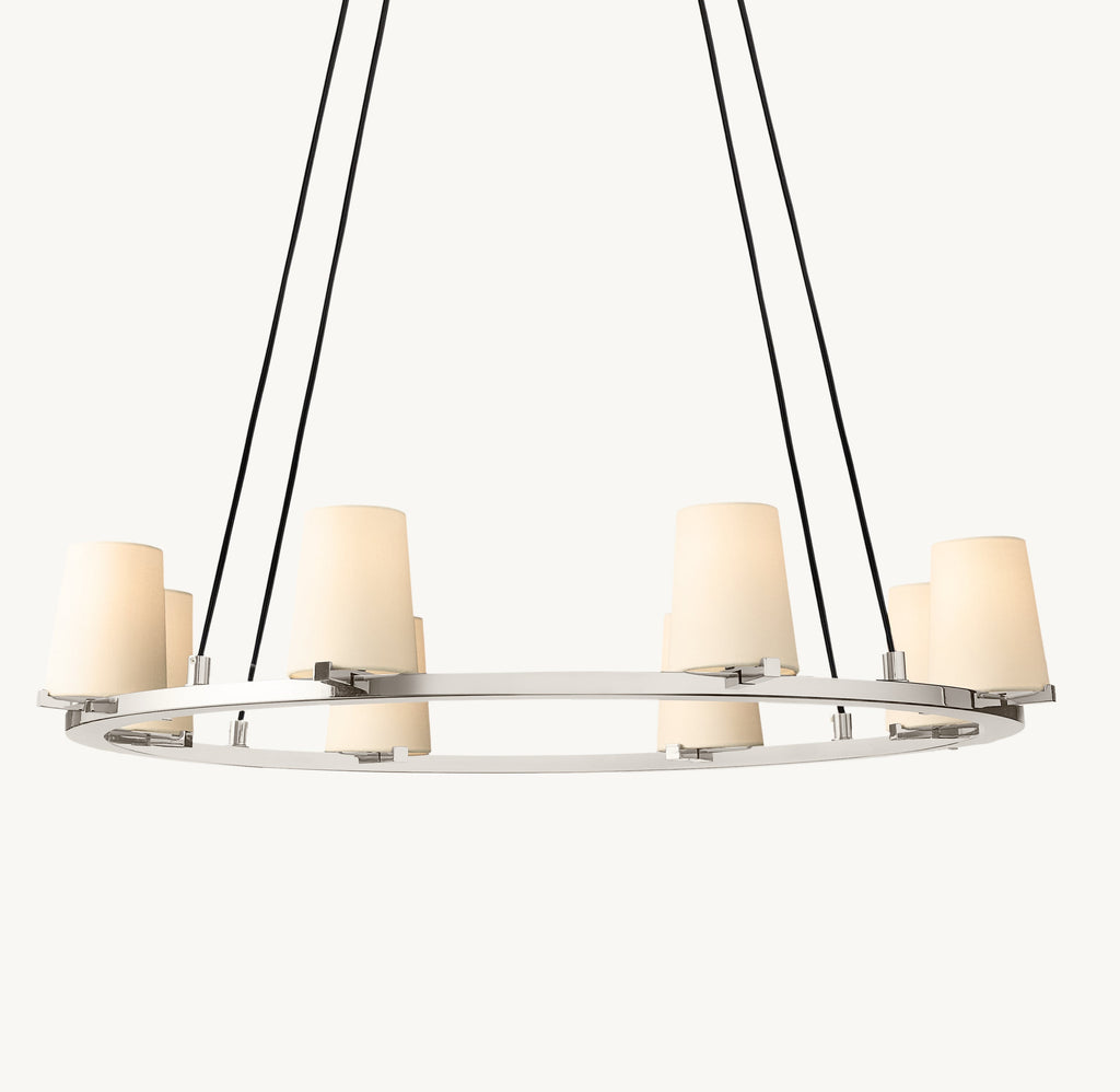 Artisan Pauillac Fabric Shade Round Chandelier – 36" Polished Nickel — view 2