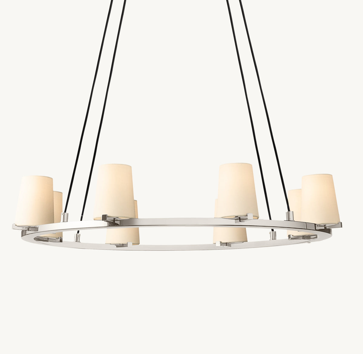 Artisan Pauillac Fabric Shade Round Chandelier – 36" Polished Nickel — view 2