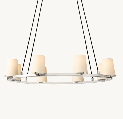 Artisan Pauillac Fabric Shade Round Chandelier – 36" Polished Nickel — view 2