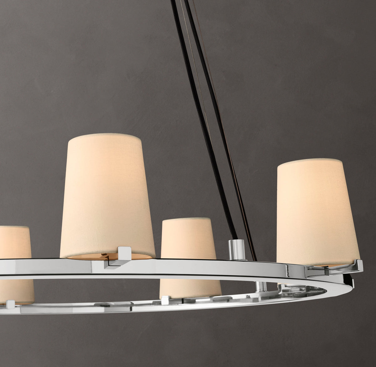 Artisan Pauillac Fabric Shade Round Chandelier – 36" Polished Nickel — view 3