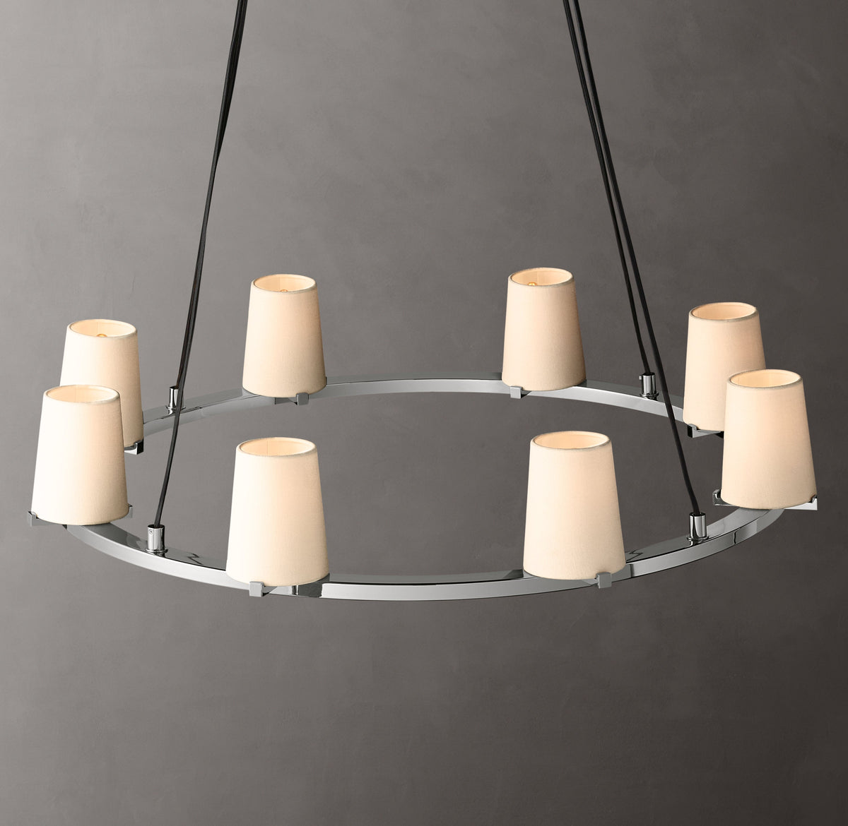 Artisan Pauillac Fabric Shade Round Chandelier – 36" Polished Nickel — view 4