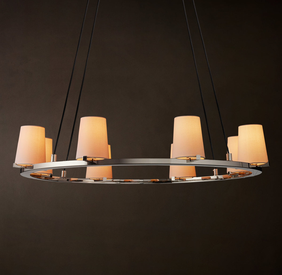 Artisan Pauillac Fabric Shade Round Chandelier – 36" Polished Nickel — view 5