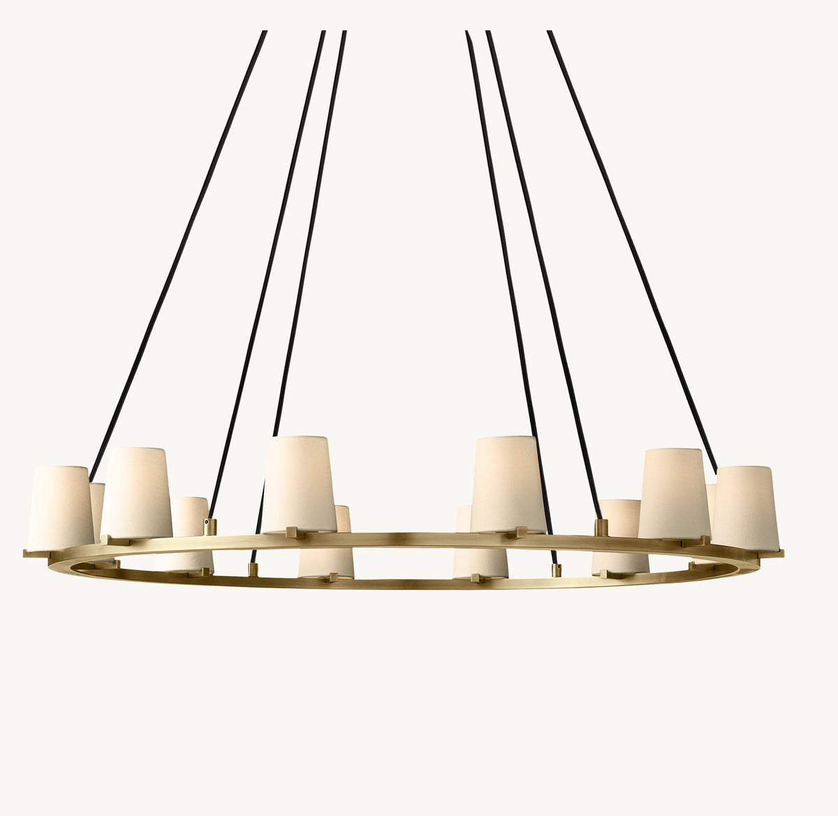 Artisan Pauillac Fabric Shade Round Chandelier – 48" Lacquered Burnished Brass — view 2