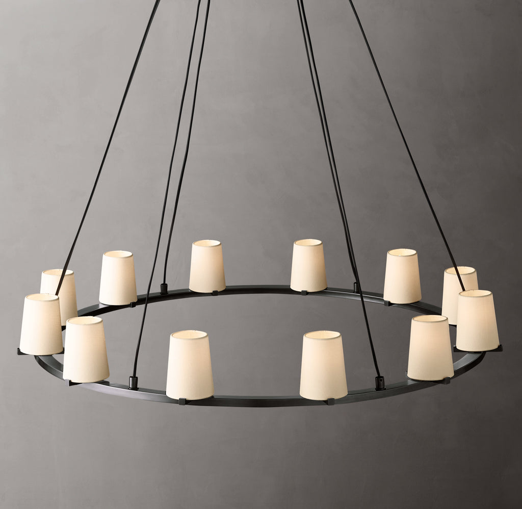 Artisan Pauillac Fabric Shade Round Chandelier – 48" Bronze — view 3