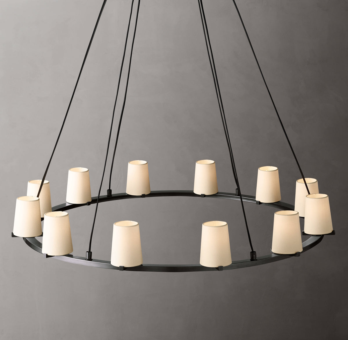 Artisan Pauillac Fabric Shade Round Chandelier – 48" Bronze — view 3