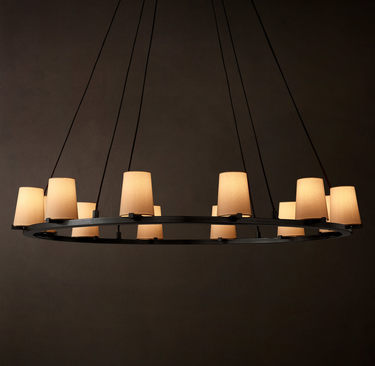 Artisan Pauillac Fabric Shade Round Chandelier – 48" Bronze — view 4