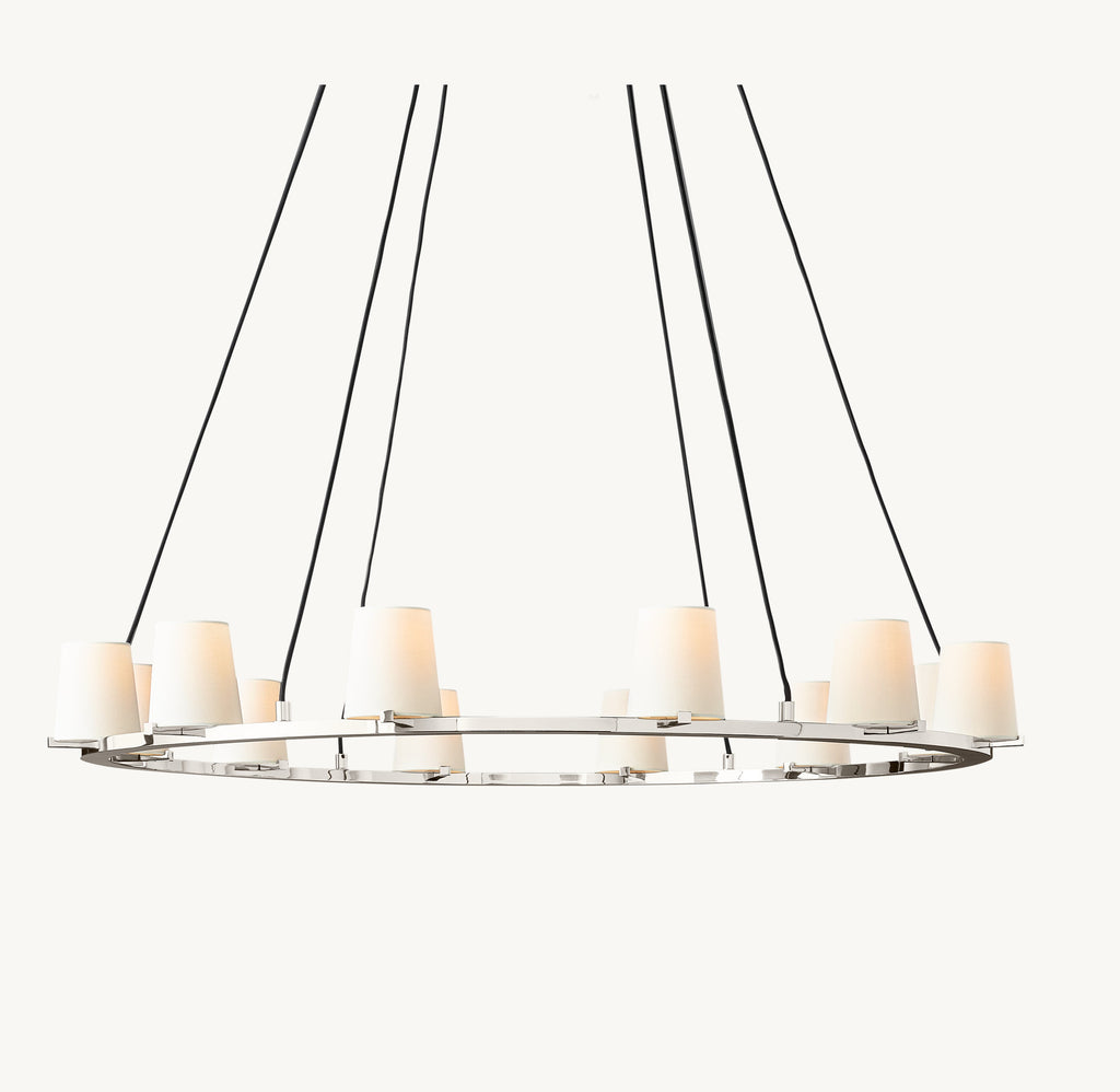 Artisan Pauillac Fabric Shade Round Chandelier – 48" Polished Nickel — view 2