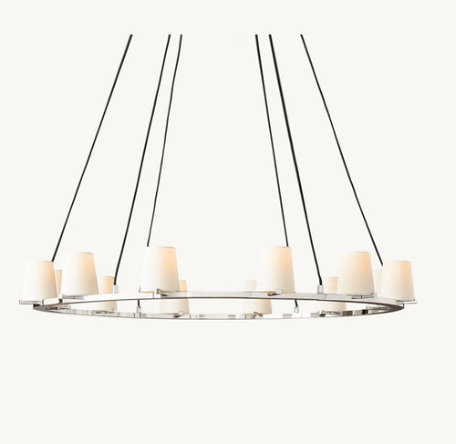 Artisan Pauillac Fabric Shade Round Chandelier – 48" Polished Nickel — view 2