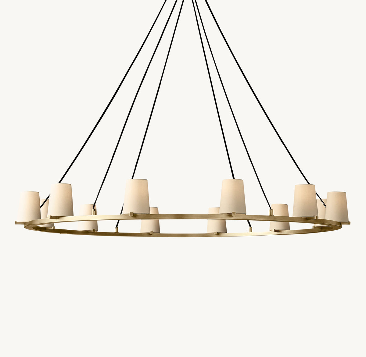 Artisan Pauillac Fabric Shade Round Chandelier – 60" Lacquered Burnished Brass — view 2