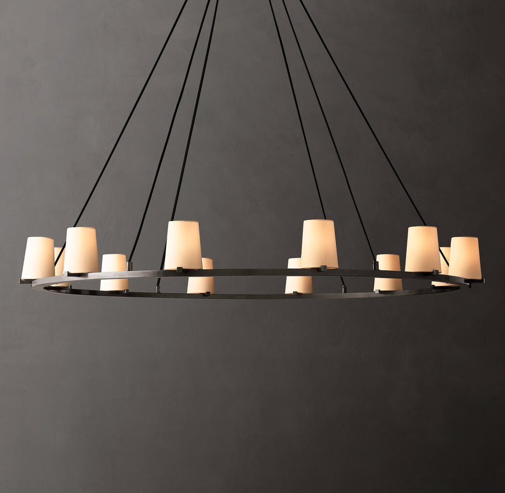 Artisan Pauillac Fabric Shade Round Chandelier – 60" Bronze — view 1