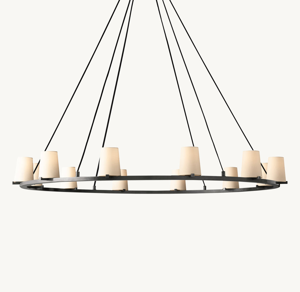 Artisan Pauillac Fabric Shade Round Chandelier – 60" Bronze — view 2