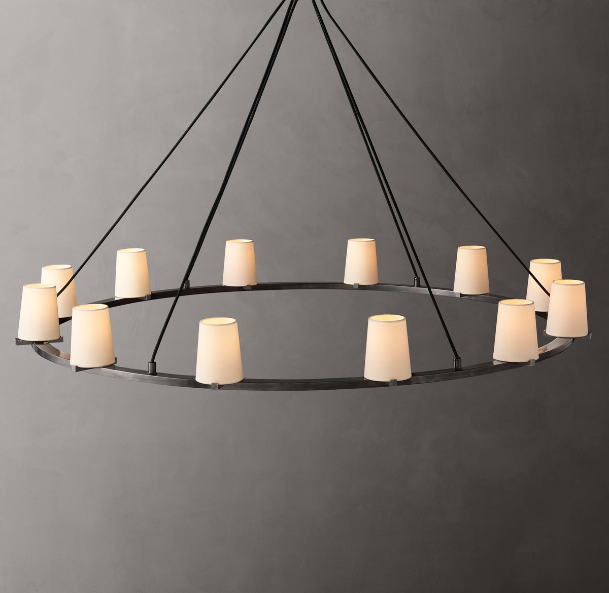 Artisan Pauillac Fabric Shade Round Chandelier – 60" Bronze — view 3