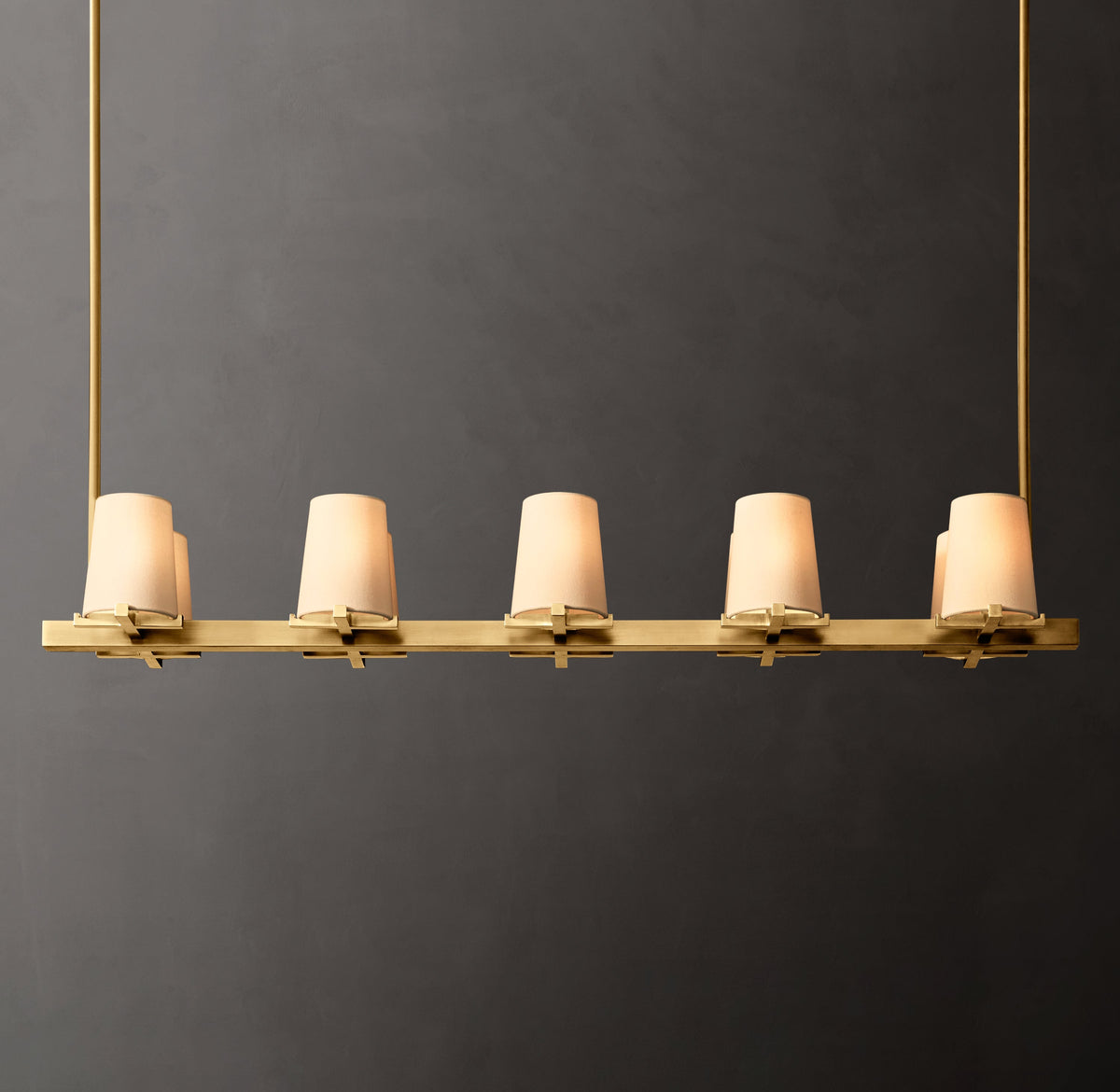 Artisan Pauillac Fabric Shade Linear Chandelier – 49" — view 1