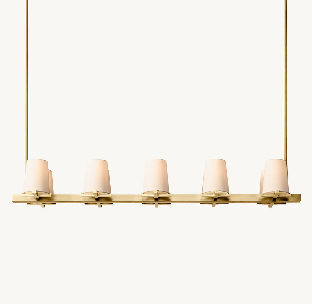 Artisan Pauillac Fabric Shade Linear Chandelier – 49" — view 2