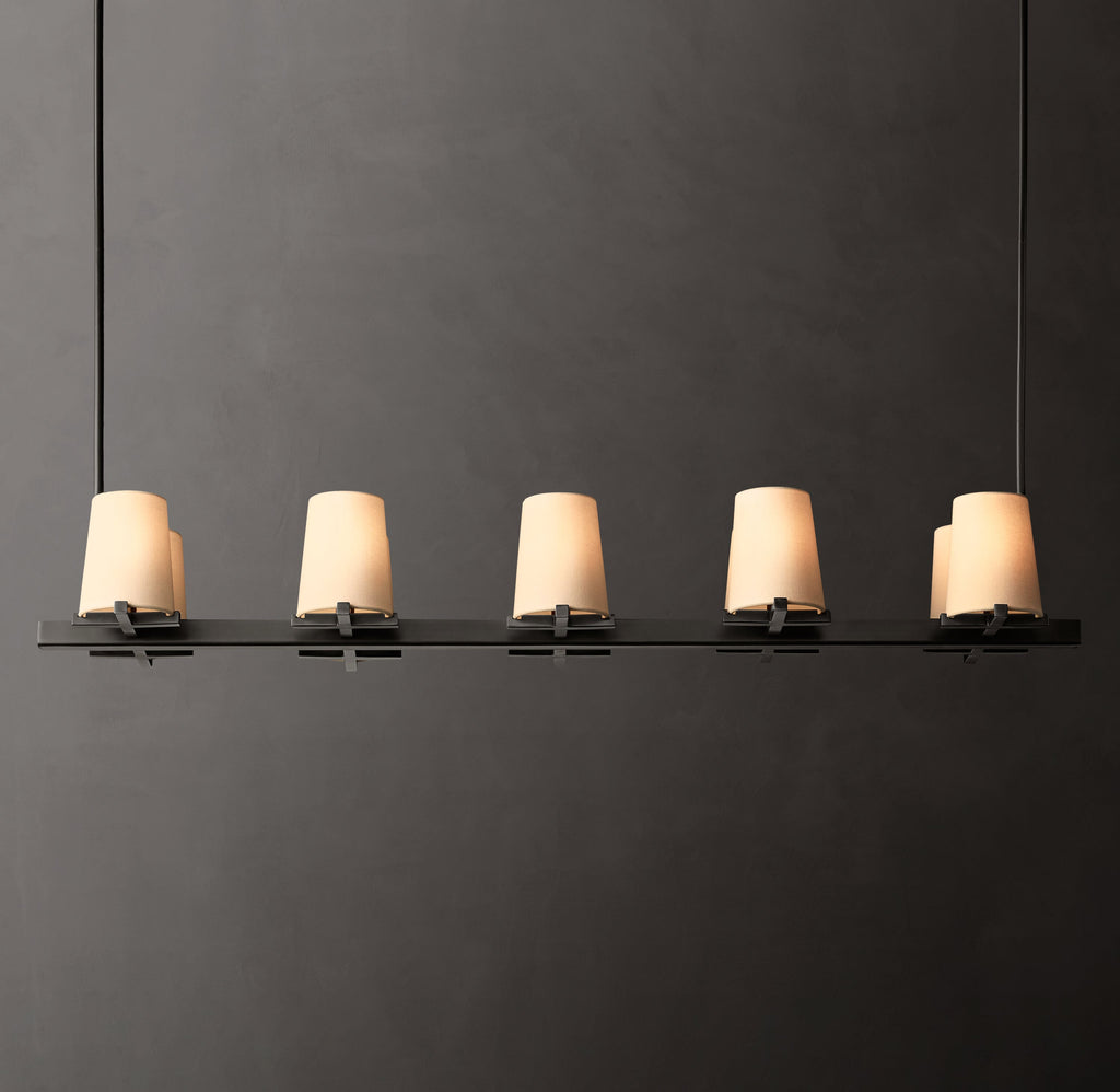 Artisan Pauillac Fabric Shade Linear Chandelier – 49" — view 1