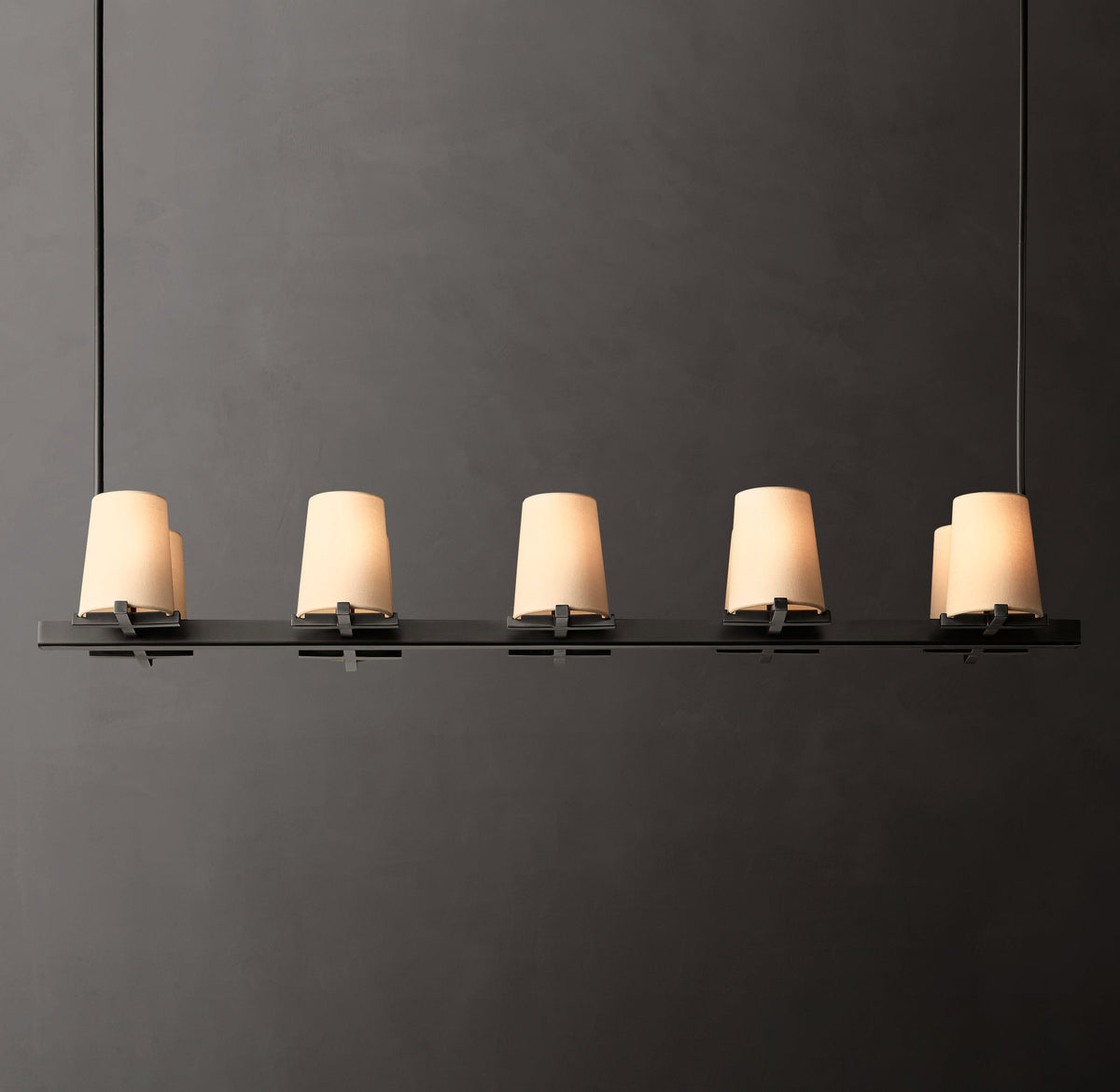 Artisan Pauillac Fabric Shade Linear Chandelier – 49" — view 1