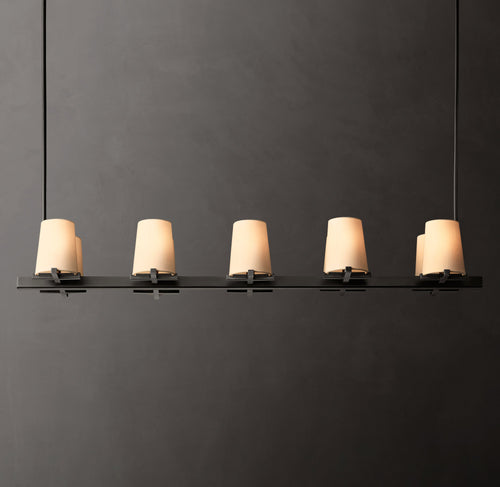 Artisan Pauillac Fabric Shade Linear Chandelier – 49" — view 1