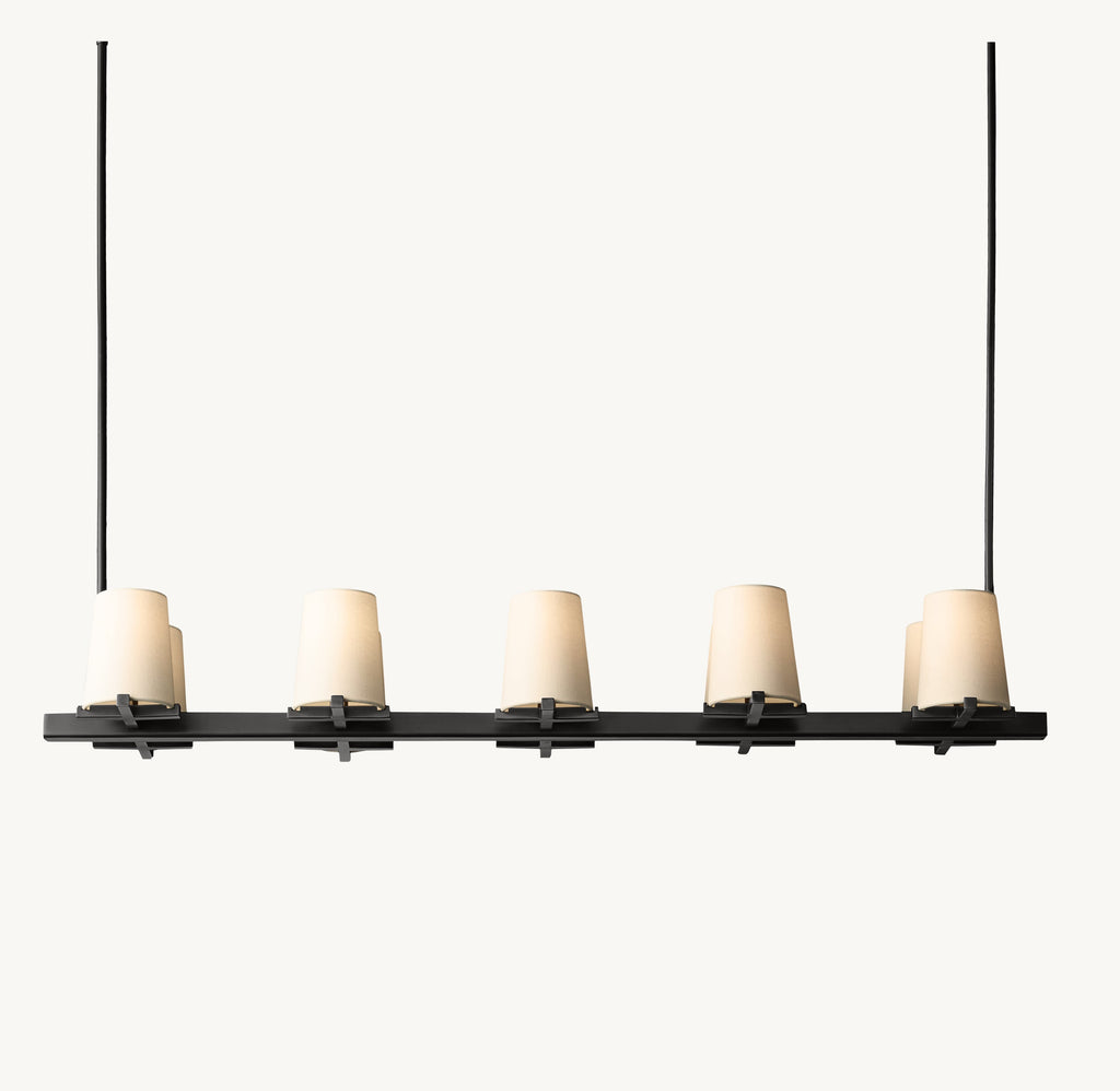 Artisan Pauillac Fabric Shade Linear Chandelier – 49" — view 2
