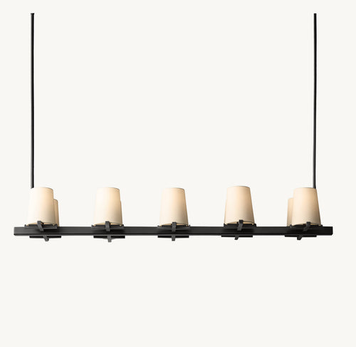 Artisan Pauillac Fabric Shade Linear Chandelier – 49" — view 2