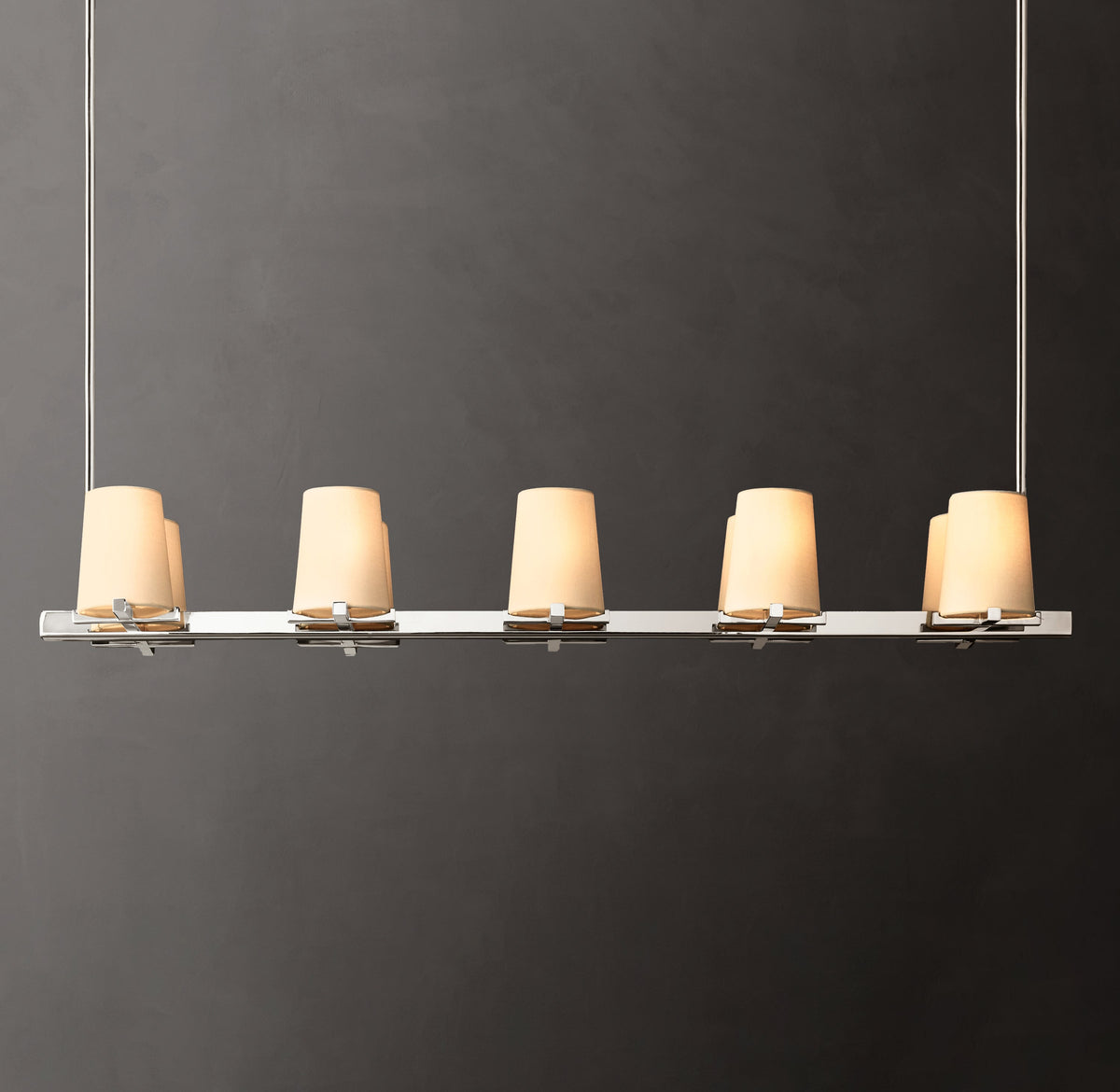 Artisan Pauillac Fabric Shade Linear Chandelier – 49" — view 1