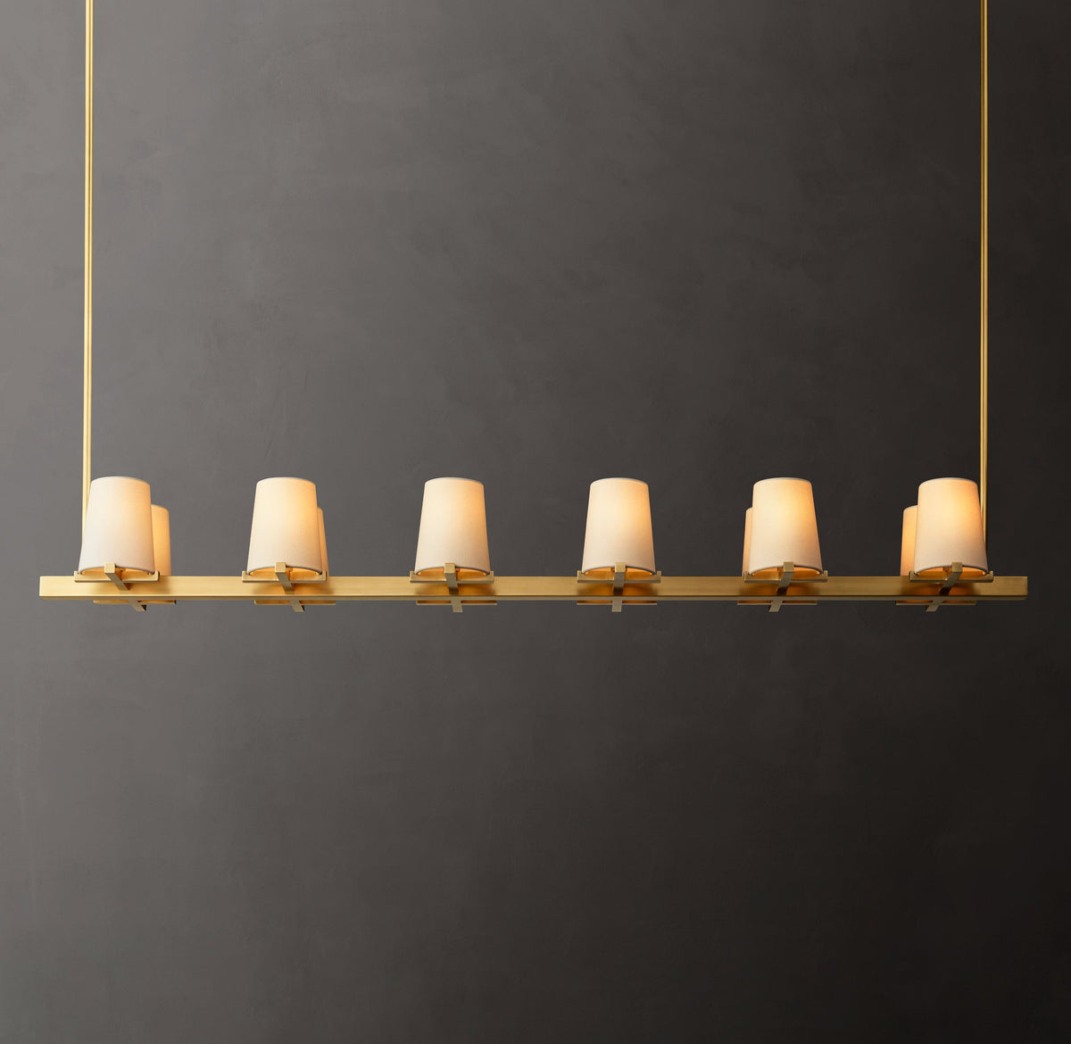 Artisan Pauillac Fabric Shade Linear Chandelier – 60" — view 1