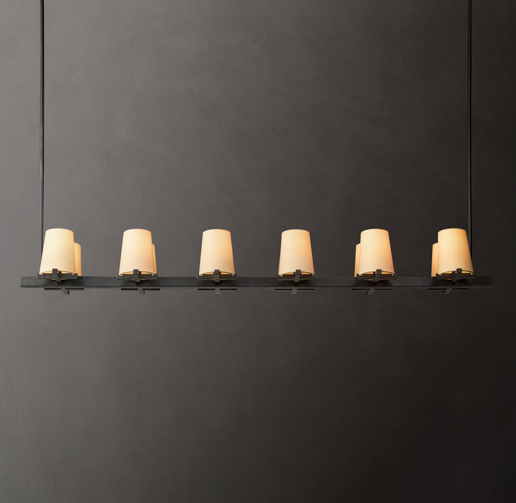 Artisan Pauillac Fabric Shade Linear Chandelier – 60" — view 1