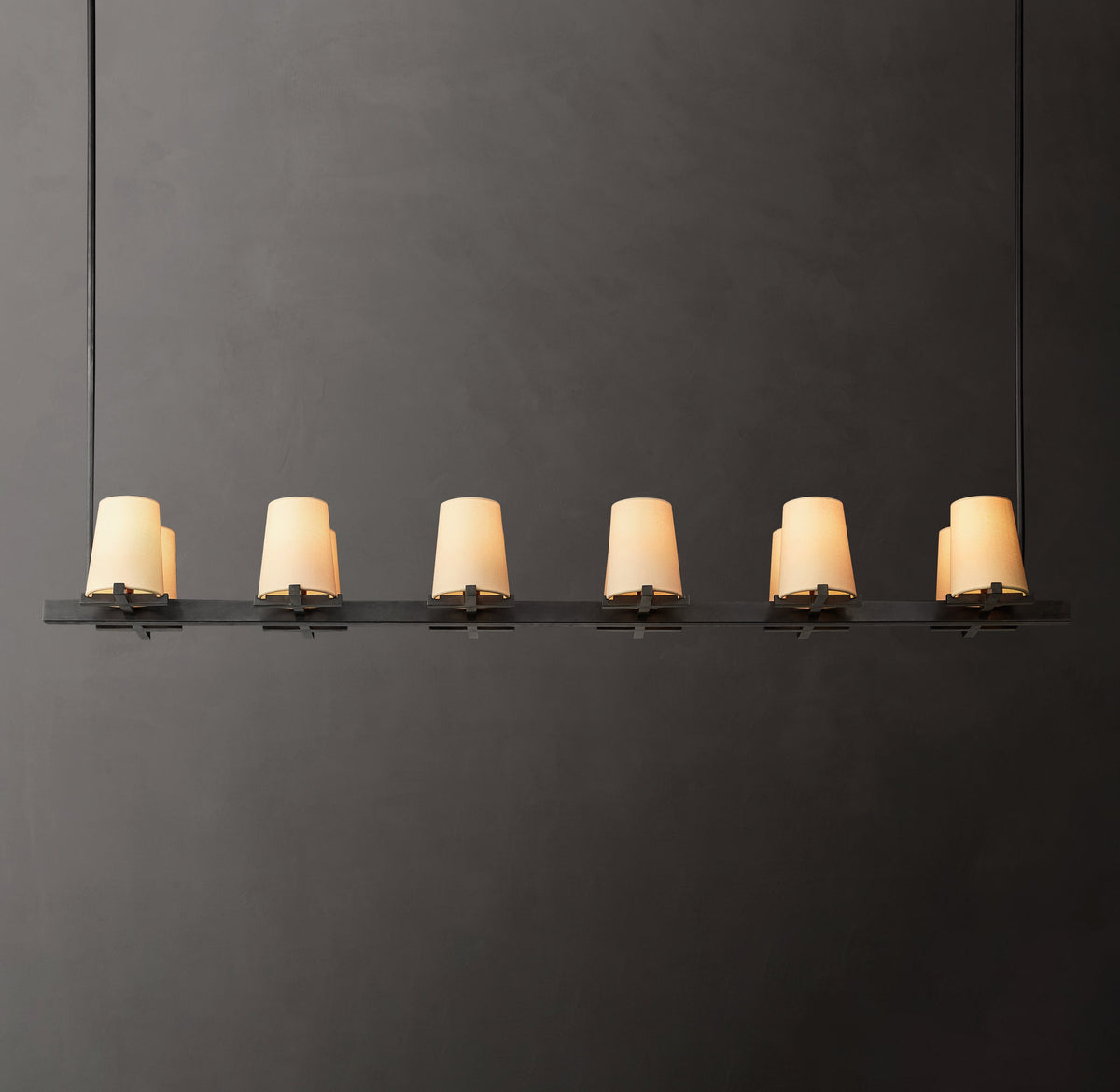 Artisan Pauillac Fabric Shade Linear Chandelier – 60" — view 1