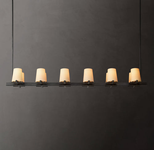 Artisan Pauillac Fabric Shade Linear Chandelier – 60" — view 1