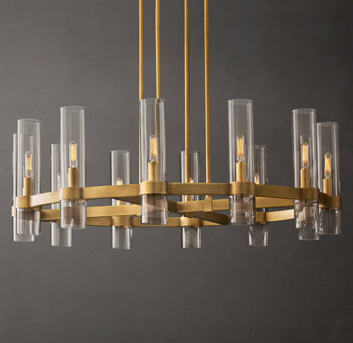 Artisan Ravelle Round Chandelier – 36" Lacquered Burnished Brass — view 1