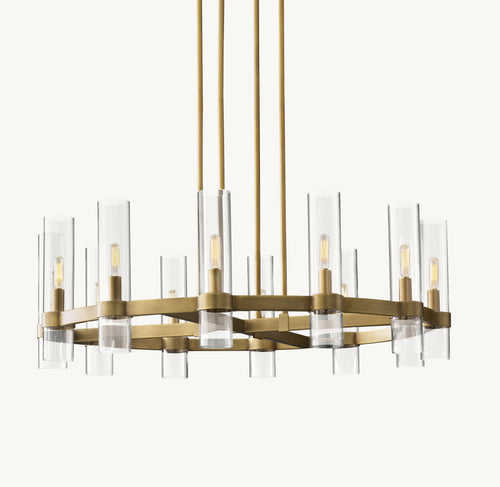 Artisan Ravelle Round Chandelier – 36" Lacquered Burnished Brass — view 2