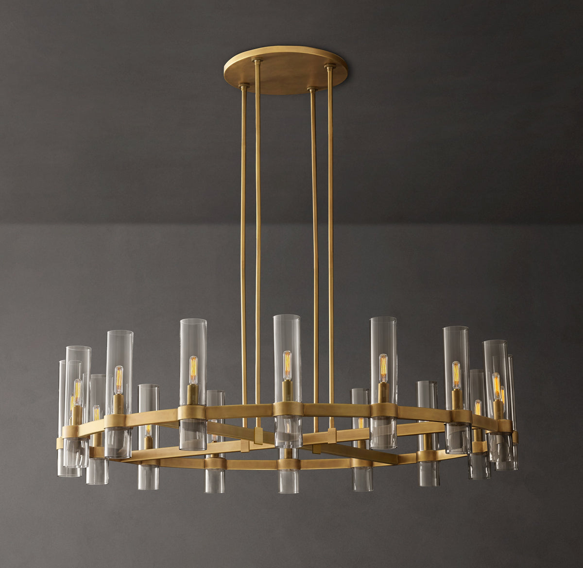 Artisan Ravelle Round Chandelier – 48" Lacquered Burnished Brass — view 1