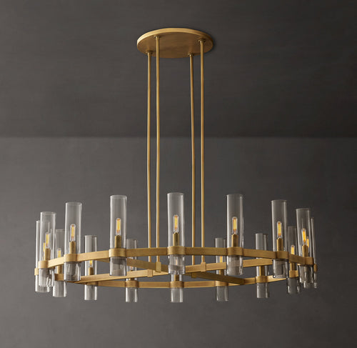 Artisan Ravelle Round Chandelier – 48" Lacquered Burnished Brass — view 1