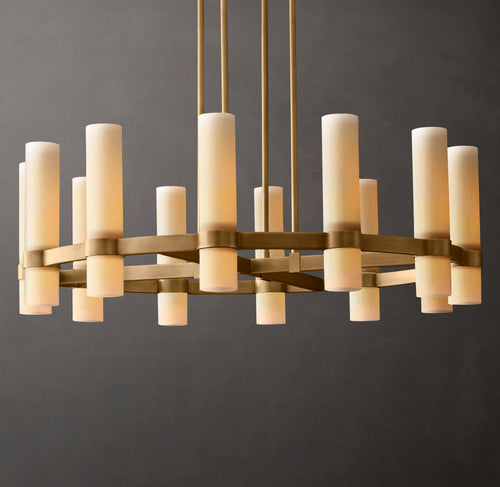 Artisan Ravelle Round Milk Glass Chandelier – 36" — view 1
