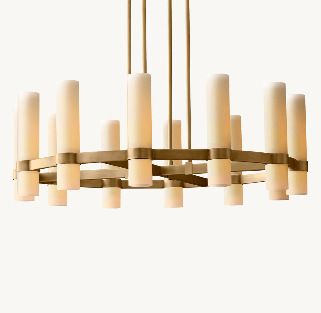 Artisan Ravelle Round Milk Glass Chandelier – 36" — view 2