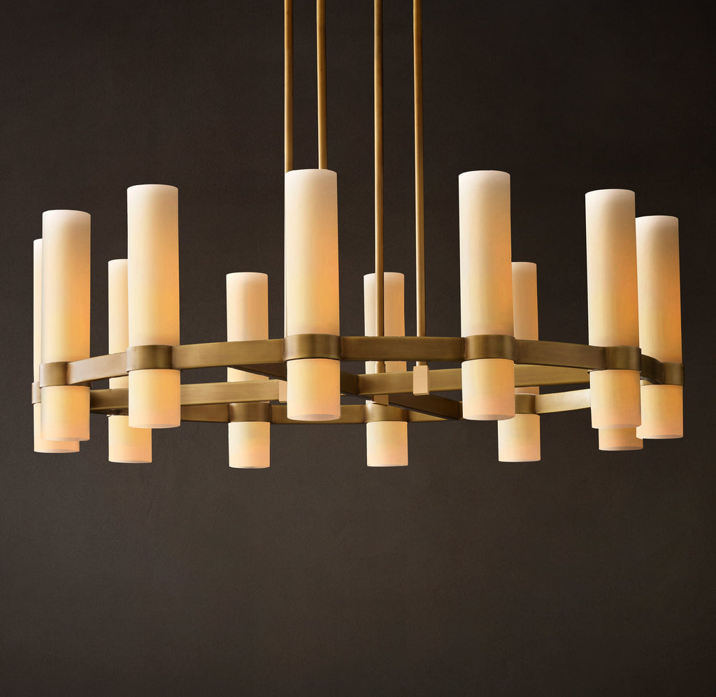 Artisan Ravelle Round Milk Glass Chandelier – 36" — view 3