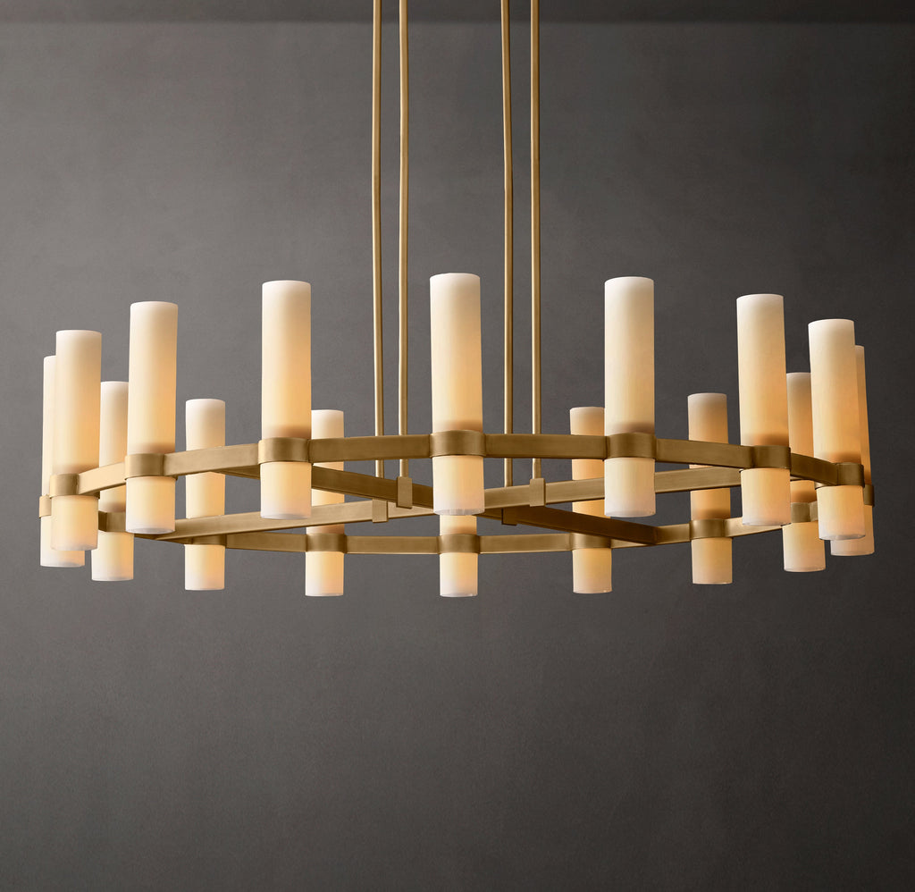 Artisan Ravelle Round Milk Glass Chandelier – 48" — view 1